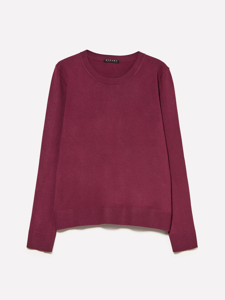 Burgundy crew neck top - women's crew neck sweaters - Burgundy | Sisley image number 5